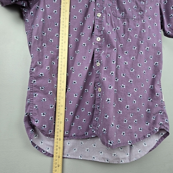 7DIAMONDS All Over Floral Print Short Sleeve Button Down Purple‎ Men Sz M Preppy - Picture 12 of 13